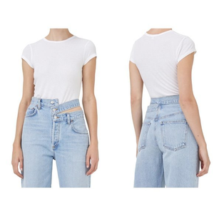 NWOT AGOLDE Ren Ribbed T-Shirt‎ in White (S)